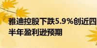 雅迪控股下跌5.9%创近四个月新低花旗料上半年盈利逊预期