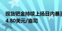 现货钯金持续上扬日内暴涨12.00%现报1024.80美元/盎司