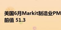 美国6月Markit制造业PMI初值 51.7预期 51前值 51.3