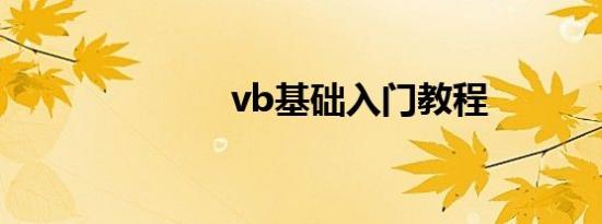 vb基础入门教程