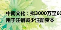 中南文化：拟3000万至6000万元回购股份 用于注销减少注册资本