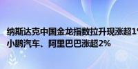 纳斯达克中国金龙指数拉升现涨超1%蔚来涨超3%理想汽车、小鹏汽车、阿里巴巴涨超2%