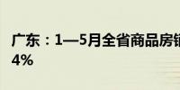 广东：1—5月全省商品房销售面积同比下降34%