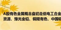 A股有色金属概念盘初走低电工合金跌超5%北方铜业、盛达资源、豫光金铅、铜陵有色、中国铝业等跟跌