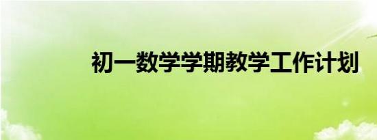 初一数学学期教学工作计划