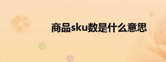 商品sku数是什么意思