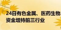 24日有色金属、医药生物、食品饮料为北向资金增持前三行业