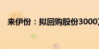 来伊份：拟回购股份3000万元-6000万元