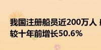 我国注册船员近200万人 船员队伍总体规模较十年前增长50.6%