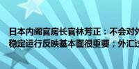 日本内阁官房长官林芳正：不会对外汇水平发表评论；货币稳定运行反映基本面很重要；外汇过度波动是不可取的