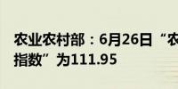 农业农村部：6月26日“农产品批发价格200指数”为111.95