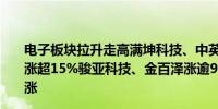 电子板块拉升走高满坤科技、中英科技20cm涨停四会富仕涨超15%骏亚科技、金百泽涨逾9%宝明科技、秋田微等跟涨