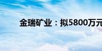 金瑞矿业：拟5800万元设立子公司