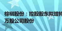 棕榈股份：控股股东拟增持2000万股至2320万股公司股份