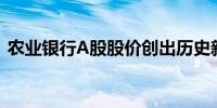 农业银行A股股价创出历史新高报4.40元/股