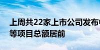 上周共22家上市公司发布中标公告中国建筑等项目总额居前