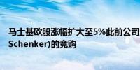 马士基欧股涨幅扩大至5%此前公司宣布退出德铁信可 (DB Schenker)的竞购