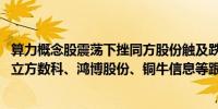 算力概念股震荡下挫同方股份触及跌停紫天科技、城地香江、立方数科、鸿博股份、铜牛信息等跟跌