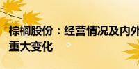 棕榈股份：经营情况及内外部经营环境未发生重大变化