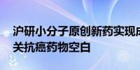 沪研小分子原创新药实现成果转化 将填补相关抗癌药物空白