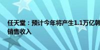 任天堂：预计今年将产生1.1万亿韩元（约7.91亿美元）的销售收入