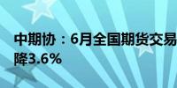 中期协：6月全国期货交易市场成交额同比下降3.6%