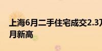 上海6月二手住宅成交2.3万套 创近三年来单月新高