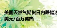 美国天然气期货日内跌幅达3.00%现报2.345美元/百万英热