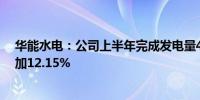 华能水电：公司上半年完成发电量466.95亿千瓦时 同比增加12.15%