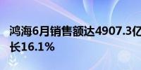 鸿海6月销售额达4907.3亿新台币营收同比增长16.1%