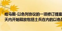 哈马斯-以色列协议的一项修订提案规定在第一阶段后的16天内开始释放包括士兵在内的以色列人质