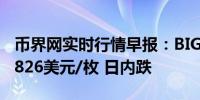 币界网实时行情早报：BIGTIME价格跌破0.0826美元/枚 日内跌