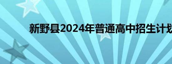 新野县2024年普通高中招生计划