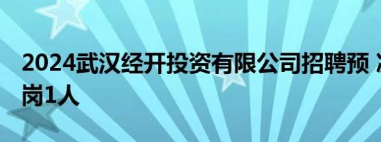 2024武汉经开投资有限公司招聘预 决算评审岗1人