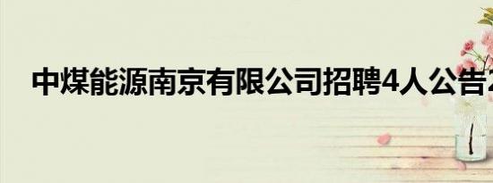 中煤能源南京有限公司招聘4人公告2024