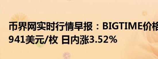 币界网实时行情早报：BIGTIME价格突破0.0941美元/枚 日内涨3.52%