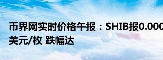 币界网实时价格午报：SHIB报0.000016867美元/枚 跌幅达