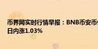 币界网实时行情早报：BNB币安币价格突破478.9美元/枚 日内涨1.03%