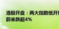 港股开盘：两大指数低开恒生指数跌0.74%蔚来跌超4%