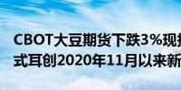 CBOT大豆期货下跌3%现报1095.75美分/蒲式耳创2020年11月以来新低