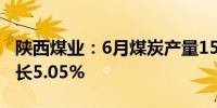 陕西煤业：6月煤炭产量1512.75万吨 同比增长5.05%