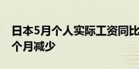 日本5月个人实际工资同比下降1.4% 连续26个月减少