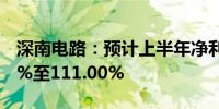 深南电路：预计上半年净利润同比增长92.01%至111.00%