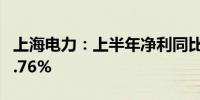 上海电力：上半年净利同比预增54.44%至83.76%