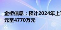 金桥信息：预计2024年上半年净亏损5770万元至4770万元