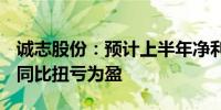 诚志股份：预计上半年净利1.7亿元-2.1亿元 同比扭亏为盈