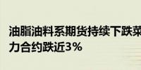 油脂油料系期货持续下跌菜油、菜粕、豆油主力合约跌近3%