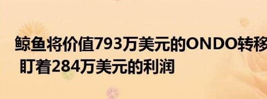 鲸鱼将价值793万美元的ONDO转移到Bybit 盯着284万美元的利润