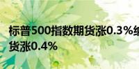 标普500指数期货涨0.3%纳斯达克100指数期货涨0.4%