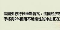 法国央行行长维勒鲁瓦：法国经济表现良好但仍然脆弱通胀率将向2%回落不确定性的冲击正在取代通胀的冲击